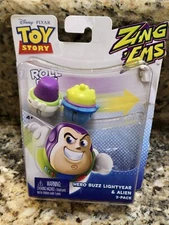 Disney Pixar Toy Story Zing Ems Buzz Lightyear & Alien Rolling RARE 2012