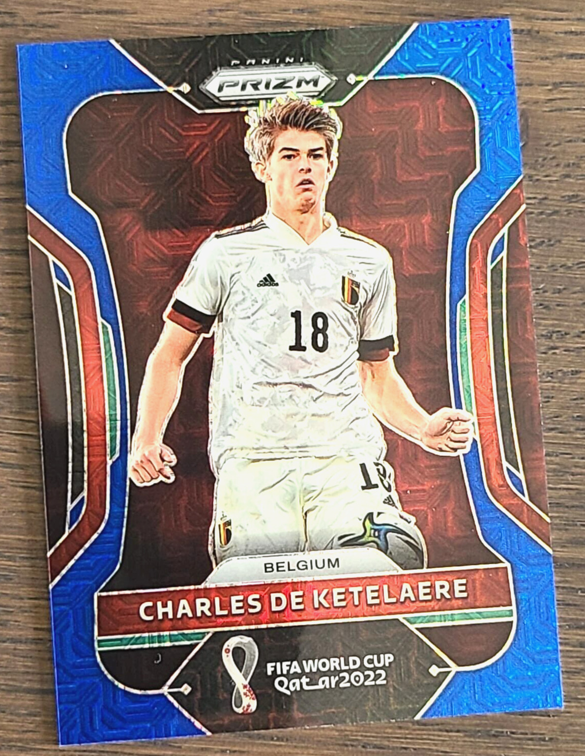 2022 CHARLES DE KETELAERE PANINI PRIZM FIFA WORLD CUP QATAR BLUE MOJO /75 SSP