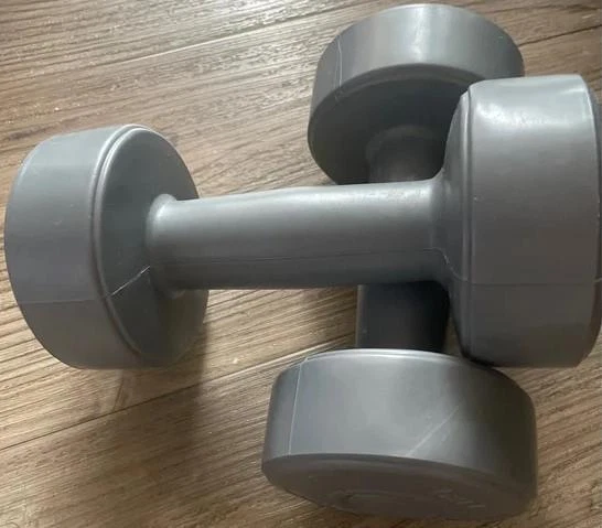 2 x Opti 1.1kg Circular Fixed Dumbbell Weights soft vinyl Portable