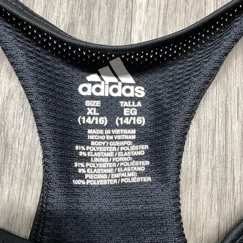 ADIDAS Graphic Logo Pullover Black Racerback Sports Bra Girl's Size XL - Picture 4 of 6