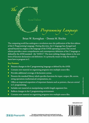 The C Programming Language 2nd Edition -Author by Pearson Paperback |Lowest Pric - Picture 3 of 3