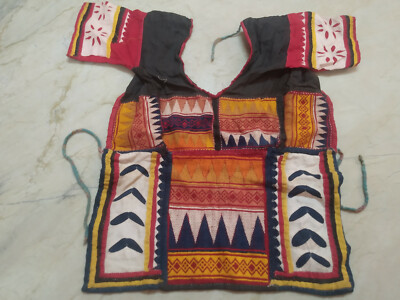 Antique Indian Banjara Tribal Kuchi Hand span Embroidery back Less Choli Blouse 