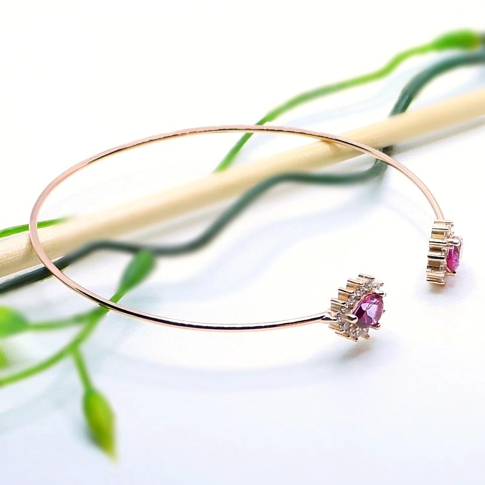 echter Pink Topas Armreif 925 Sterling-Silber mit Edelsteine Rosegold vergoldet - Bild 2 von 4