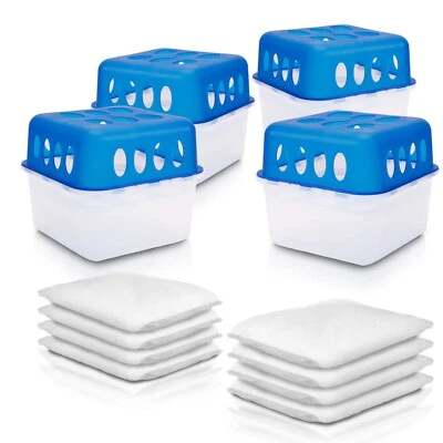 BIGDEAN 4x Luftentfeuchter Raumentfeuchter Box inkl. 8x 400g Nachfüllpack Granulat