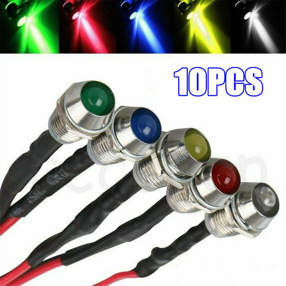 10 Stück 12V 8mm Auto Boot Kontrollleuchten LED Pilot Dashboard Warnlampen - DE - Bild 2 von 4