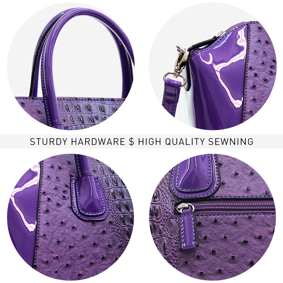 YZAOLL Women's Large Tote Purse & Wallet Set - Purple & White Satchel Handbag With RFID Blocking