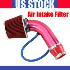 Red Car Cold Air Intake Filter Induction Kit Pipe Power Flow Hose System 76mm