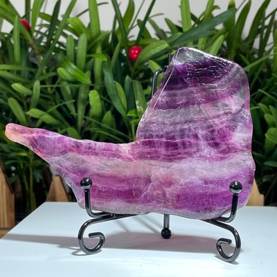 168g Natural Fluorite slice quartz crystal hand-cut raw mineral specimen