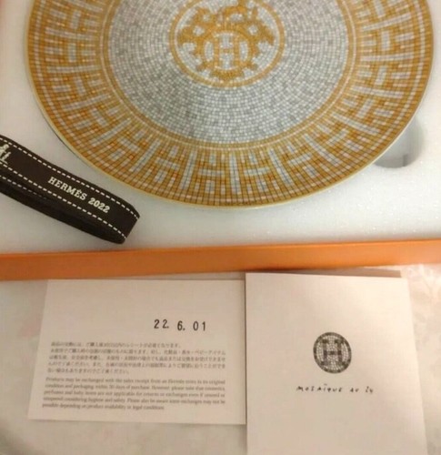 Hermes Mosaique Au 24 Oro Plato de Postre Vajilla Plato Bandeja de Cena Auténtico Nuevo Caja - Imagen 6 de 9