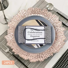 24 Pcs Charger Plates 12.6" Round Plastic Reef Plate Chargers for Dinner Decor