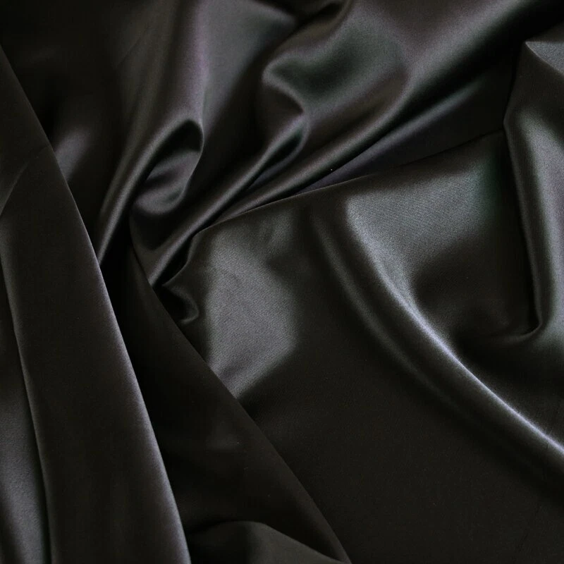 1Yard full dull elastic satin fabric black satin imitation silk