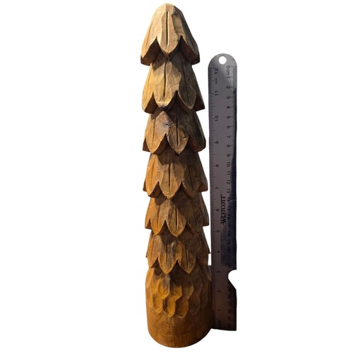 Mud Pie Christmas Wooden Carved Tree Sitter, Mango Wood, 15" x 3 1/2" Dia, Brown - Picture 7 of 7