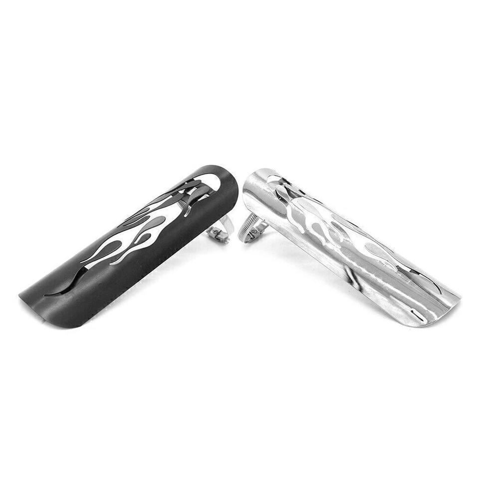 Silenciador de escape cromado universal para motocicleta tubo protector térmico cubierta protector de talón Foto 4 de 4