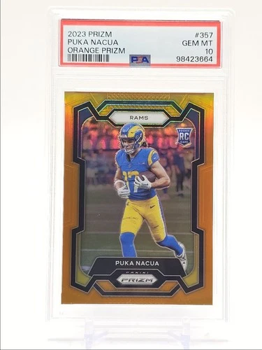 PUKA NACUA 2023 PANINI PRIZM ROOKIE ORANGE RAMS RC /249 PSA 10 Q6746