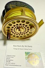 Classic Hardy Gold Sovereign 7/8 Fly Reel with Leather Case & floating Fly Line