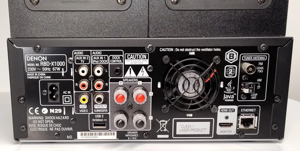 DENON BD Receiver RBD-X1000 2.1  70Watt/Ch HDMI DolbyTrueHD - Bild 2 von 4