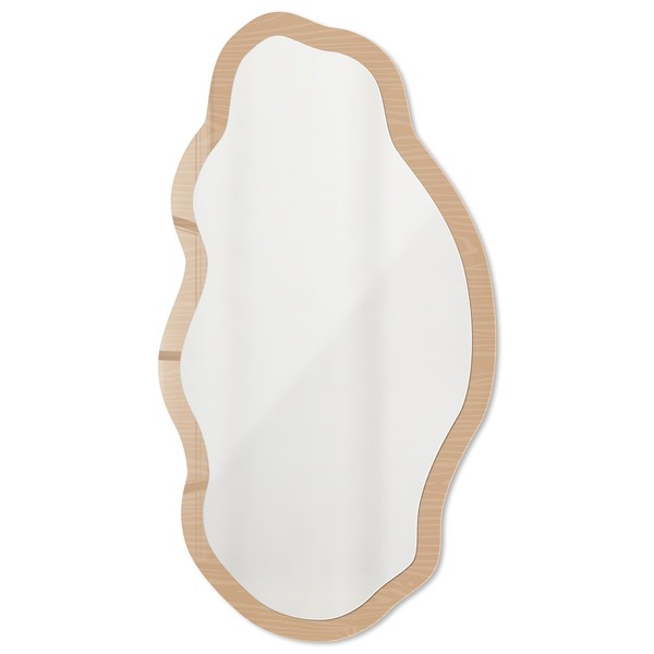 Dekorativer Wandspiegel GanzköRper FüR Flur Schlafzimmer Wohnzimmer Holzmaserung-image