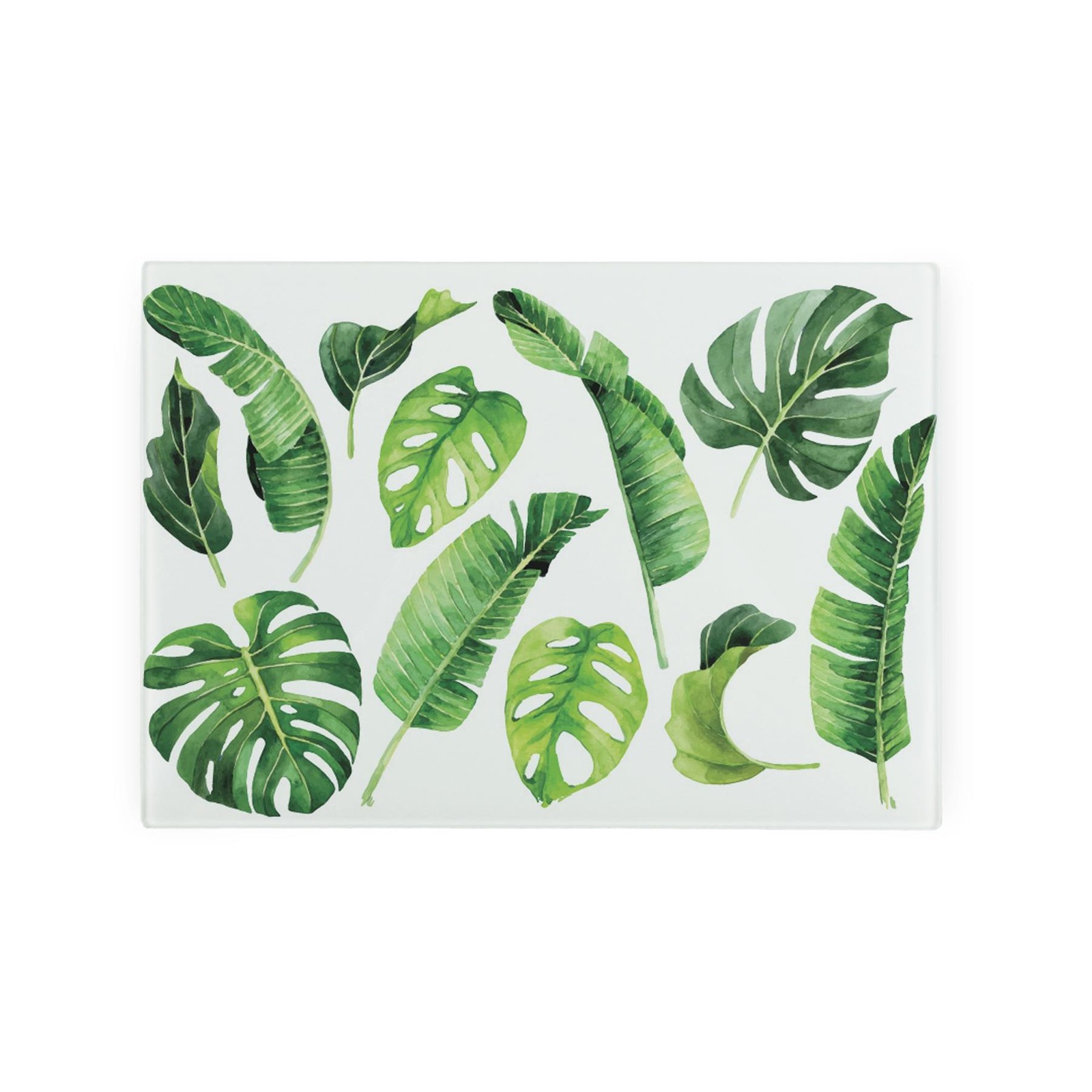 Tropical Leaves Small Glass Worktop Saver - Smooth Kitchen Chopping Board