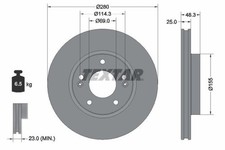 2x Bremsscheibe PRO TEXTAR 92351203 für HYUNDAI KONA SX2 GDi GPL Hybrid 48V 4WD