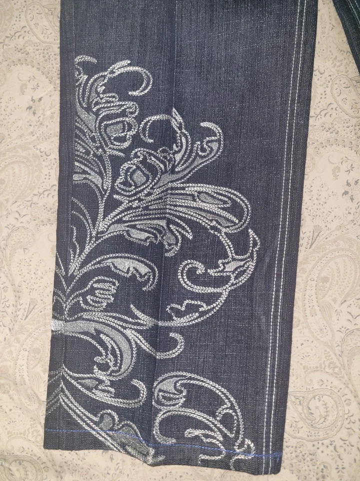 Pantalones de mezclilla Y2K bordados Imperious Delf Trading Co talla W38 L32 excelentes Foto 3 de 4