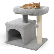 19.5  Small Cat Tree w/Large Padded Plush Perch Condo Sisal Scratching Posts