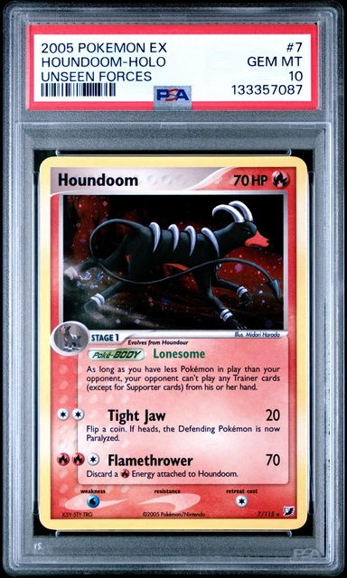 2005 POKEMON EX UNSEEN FORCES #7 HOUNDOOM-HOLO PSA 10