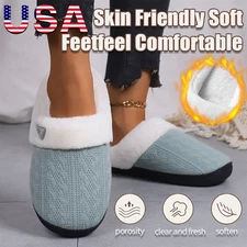 Women's Plush Fleece-Lined Warm Cotton Slippers Cozy Non-Slip Indoor House Shoes