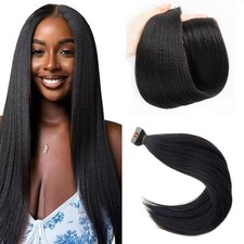 Yaki Straight Human Hair Tape Extensions 22in Natural Black 20pcs 50g