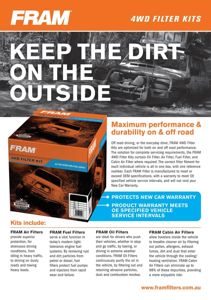 FRAM Air Oil Fuel Filter Kit for Hilux LN106 LN107 LN111 LN130 LN86 2.8 3L 88~97 - Image 2 of 2