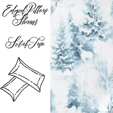 The Company Store Flannel King Pillow Shams First Snow Deer Blue Toile, Set of 2