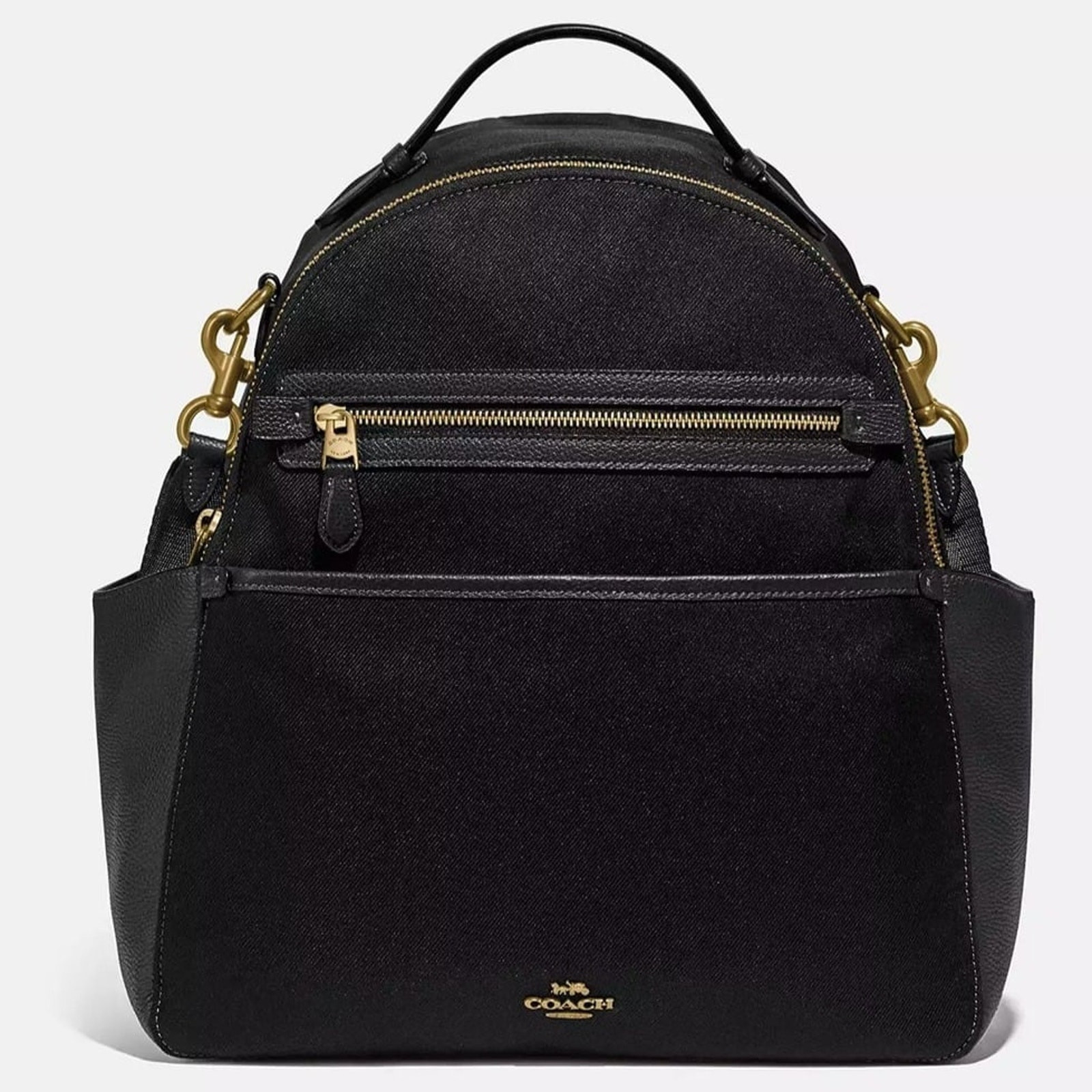 NWT Coach Black Leather Baby Backpack Diaper Bag  