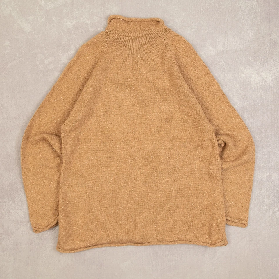 Eddie Bauer Vintage Roll Neck Knitted Jumper L Cotton Women's Light Brown Plain - Image 2 of 4
