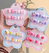 12 Pieces 3D Cute Cartoon Accessories Press on Kid Nails False Nail Cartoon
