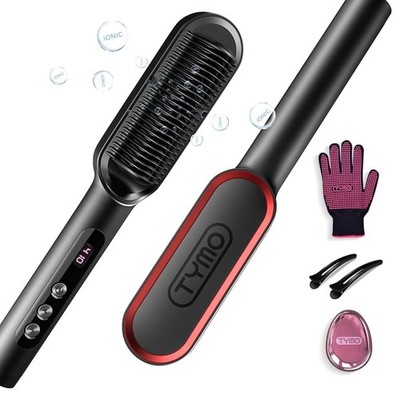 Plus Ionic Hair Straightener Brush - 9 Temp Settings, Dual Voltage Comb