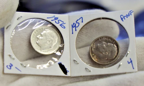 1956 & 1957 US Proof Silver Roosevelt Dimes