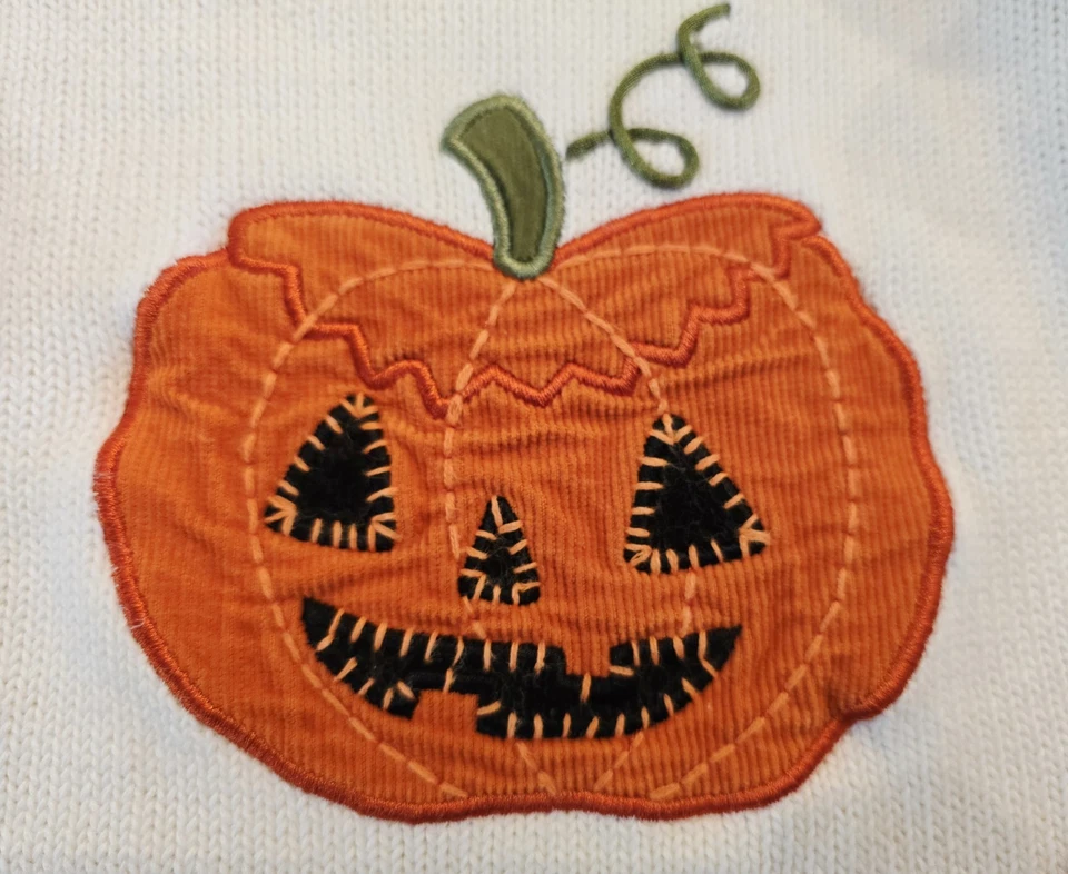 Suéter de calabaza Holloween blanco naranja talla 2T para niños pequeños Foto 3 de 4