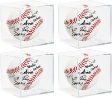 Baseball Display Case 4 Pack UV Protected Acrylic Square Baseball Holder Clear