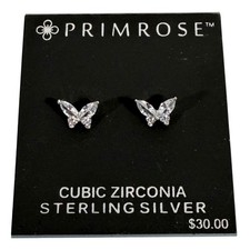 PRIMROSE Sterling Silver Cubic Zirconia Butterfly Stud Earrings NEW 30