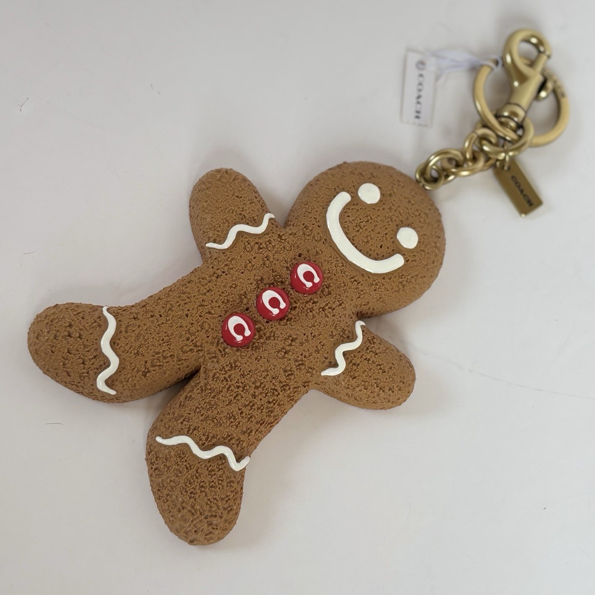 Coach Gingerbread Man Keychain Resin Enamel Metal Clip