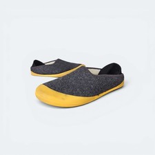 Mahabis Curve Classic Slippers Grey Yellow Wool Slip On 42 Mens 9 Womens 11 E