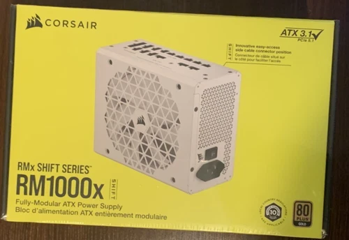 1000W Corsair RM1000x SHIFT, White, PCIe 5.0 Fully Modular, 80PLUS Gold, Single