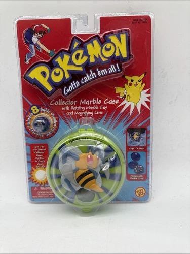 VINTAGE Pokemon BEEDRILL  8 Collector Marbles Case Tray & Magnifying Lens NEW#15