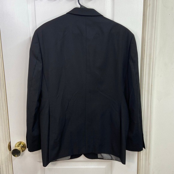 Pronto Uomo solid black double button wool blazer… - image 6