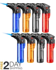 Paquete de 8 encendedores de soplete recargables con butano, de llama única, res