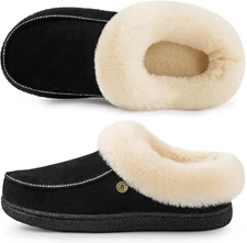 HomeTop Women's Comfy Moccasin Style Memory Foam Slip on Slippers Soft Microsued