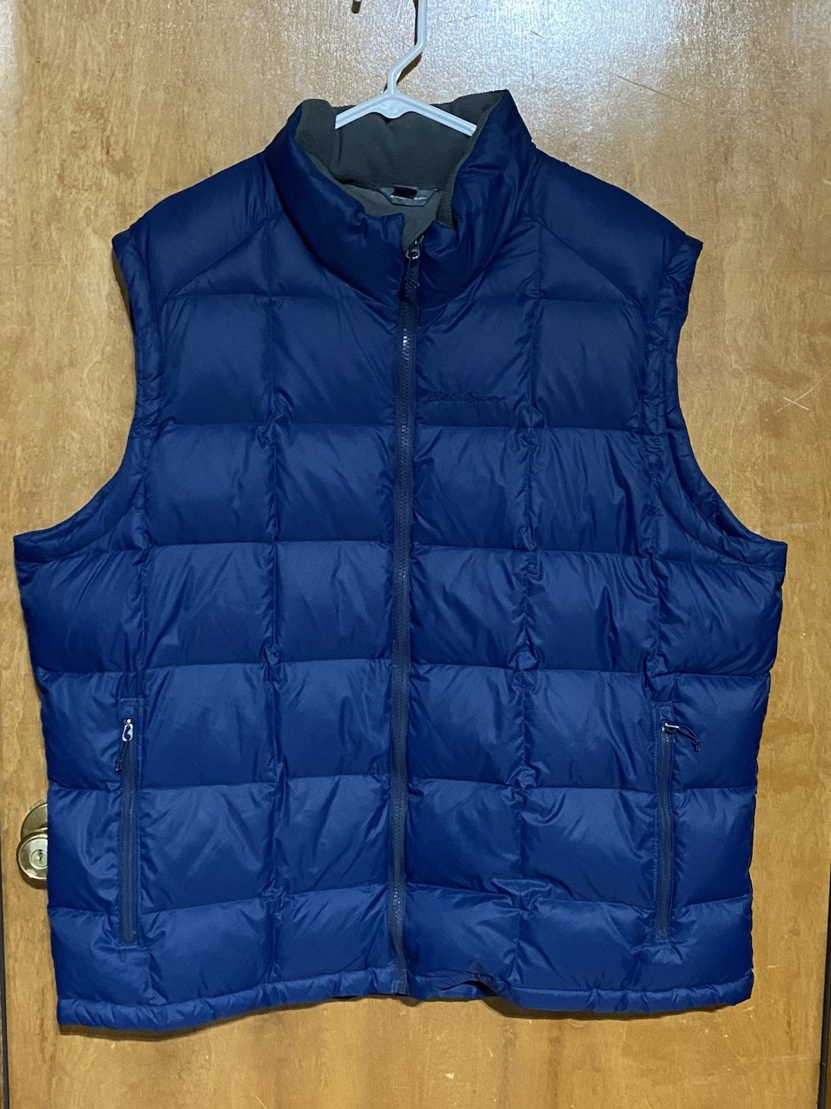 Eddie Bauer Puffer Vest Men XXL Goose Down Filled Full Zip Gorpcore Blue