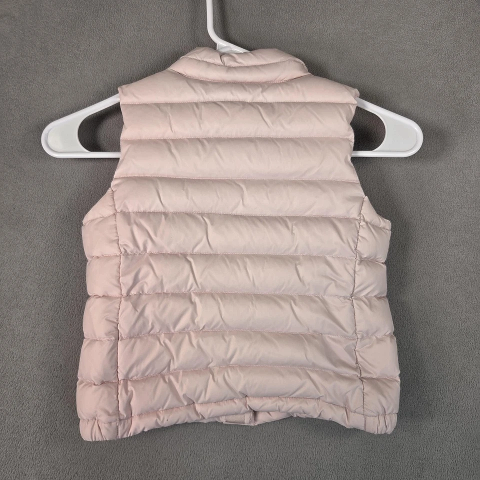 Polo Ralph Lauren Colete Puffer Meninas 5 Rosa Acolchoado Zíper Snap Sem Mangas Logotipo Pônei - Imagem 2 de 4