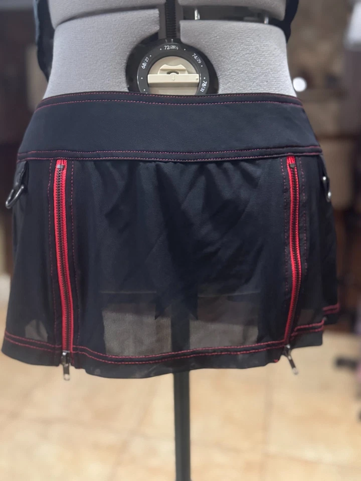 罕见 Lip Service VICE 迷你裙红色拉链网状哥特朋克复古 — 第 3/4 张图片