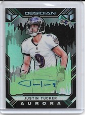 2018 Panini Obsidian Aurora Justin Tucker 17/25 AUTO Signed Green Etch Autograph