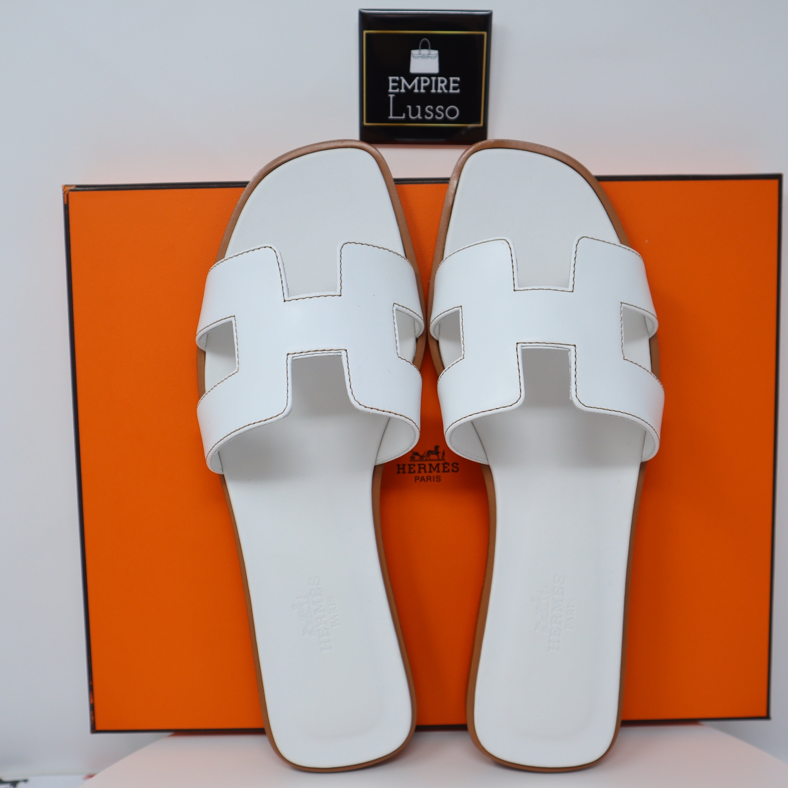 $660 36.5 HERMES ORAN H SANDALS SLIPPERS CLASSIC WHITE BLANC | eBay